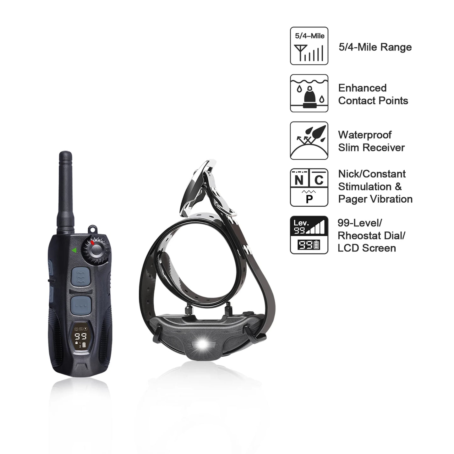 JANPET 1.25Mile Hunting Dog Training Collar Professional Remote PET Trainer Waterproof Electric Shock Dog Collars with LED Light