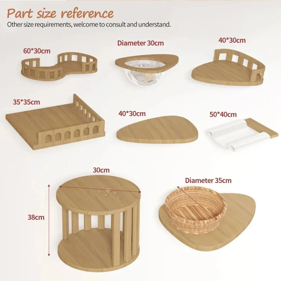 1pc Cat Tree House Cat Tower large Multi-Level Floor To Ceiling Adjustable Climbing Toy Tree House Wooden Cat Toys Pet Products