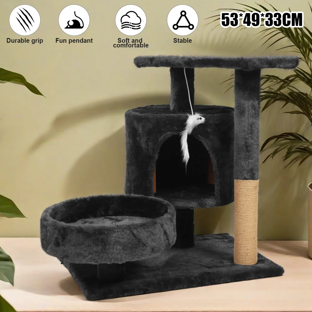 Cat trees cat climbing frame Cat Tower Hammock Padded Perches and Condos Cat Jumping Toy with Ladder Cat Accessories Pet supplies