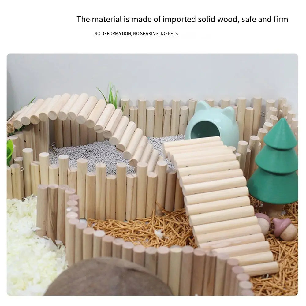 Bendable Hamster Climbing Ladder Multifunctional Easy To Install Hamster Suspension Bridge Wooden Cage Decoration