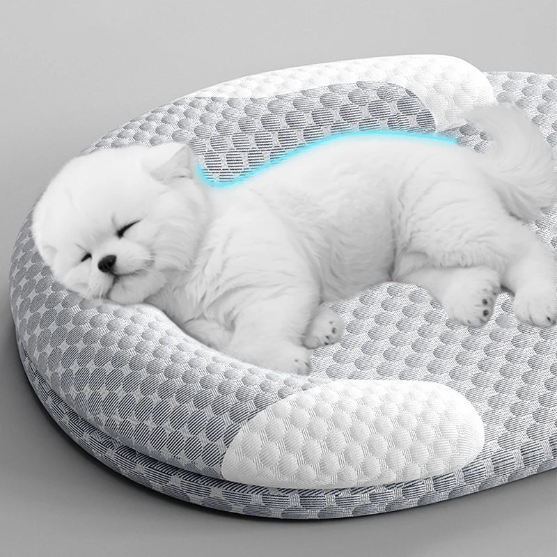 Summer Cooling Pet Dog Mat for Small Medium Dogs Oval Shape Puppy Mat Removable Breathable Dog Sleeping Mat Dog Accessories