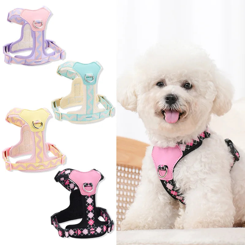 Explosion-Proof Punch Reflective Pet Chest Harness Vest Dog Chest Harness Anti-breakaway Dog Leash Pet Products Dog Collars