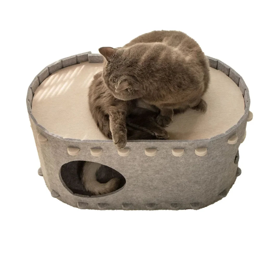 Felt Cat Bed Wear Resistant Pet House Detachable Cat Amusement Park Pet Shelter All Season Universal Pet House Cat Accessories