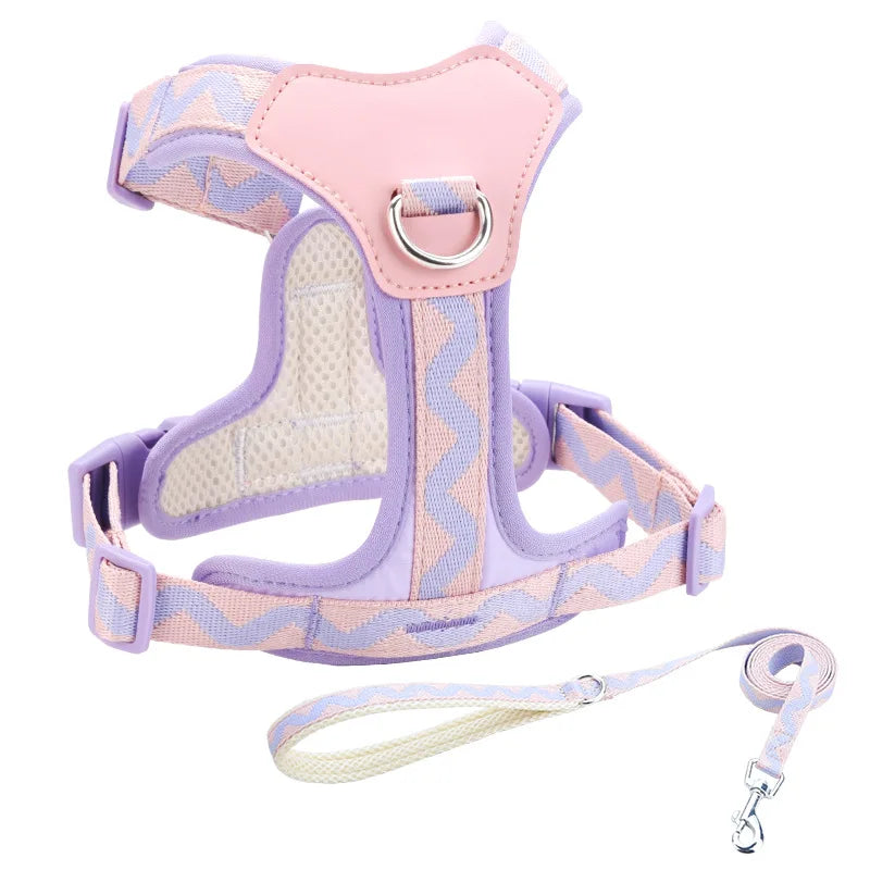Explosion-Proof Punch Reflective Pet Chest Harness Vest Dog Chest Harness Anti-breakaway Dog Leash Pet Products Dog Collars