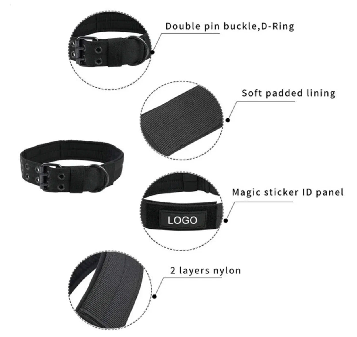 Adjustable Dog Collars Classic Reflective Training Military Dog Collar Nylon Heavy Duty Tactical Dog Collar German Shepherd