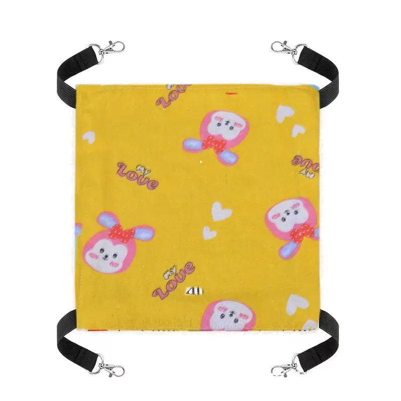 Cat Canvas Hammock Bed Pet Hamster Beds Double-Sided Hanging Bed Pet Swing Bed Hamster Squirrel Rabbit Rest Sleep Supplies