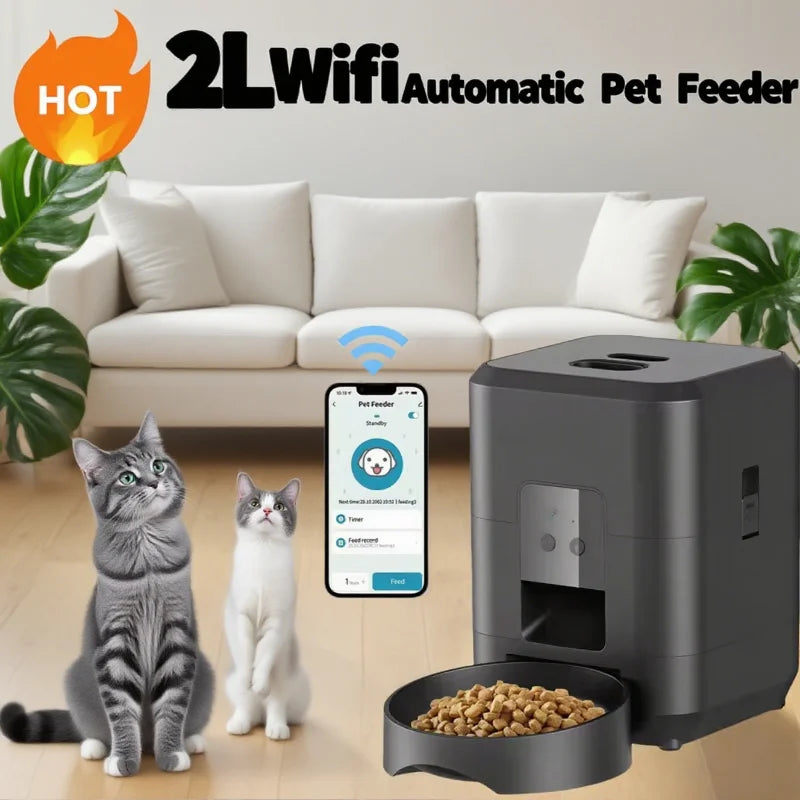 2L Automatic Pet Feeder Wifi Smart Cat Dog Food Dispenser App Controlled Slow and Quantitative Feeding for Pets Cat Accessories
