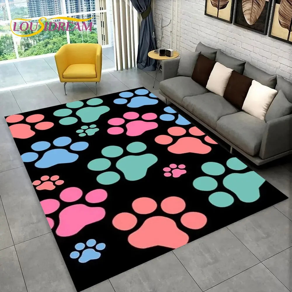 Pets Footprint Sole Series 3D Area Rug Large,Carpet Rug for Living Room Bedroom Sofa Doormat Decoration,kids Non-slip Floor Mat