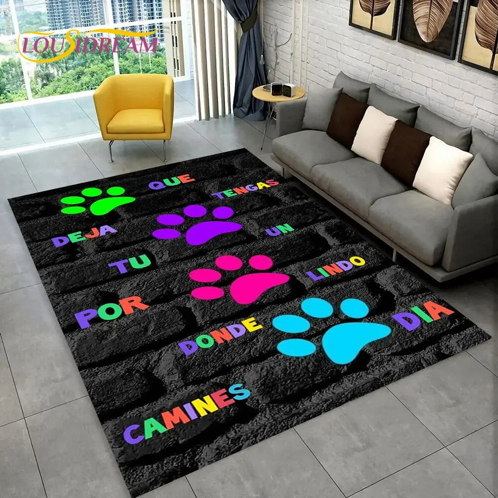 Pets Footprint Sole Series 3D Area Rug Large,Carpet Rug for Living Room Bedroom Sofa Doormat Decoration,kids Non-slip Floor Mat