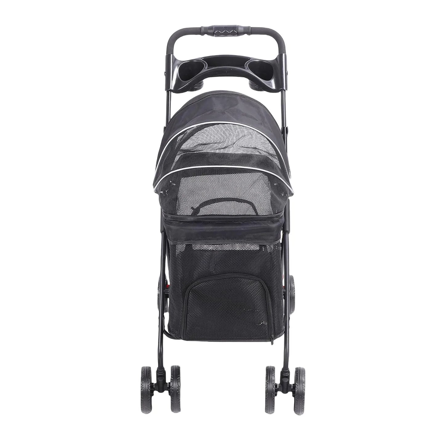 Pet Stroller One Click Folding Cat Stroller 4 Wheels Dog Wagon with Sun Shades and Cup Holder for Travel