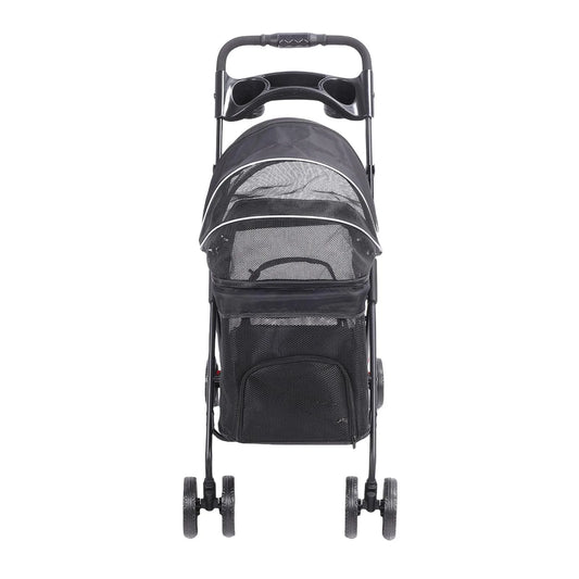 Pet Stroller One Click Folding Cat Stroller 4 Wheels Dog Wagon with Sun Shades and Cup Holder for Travel