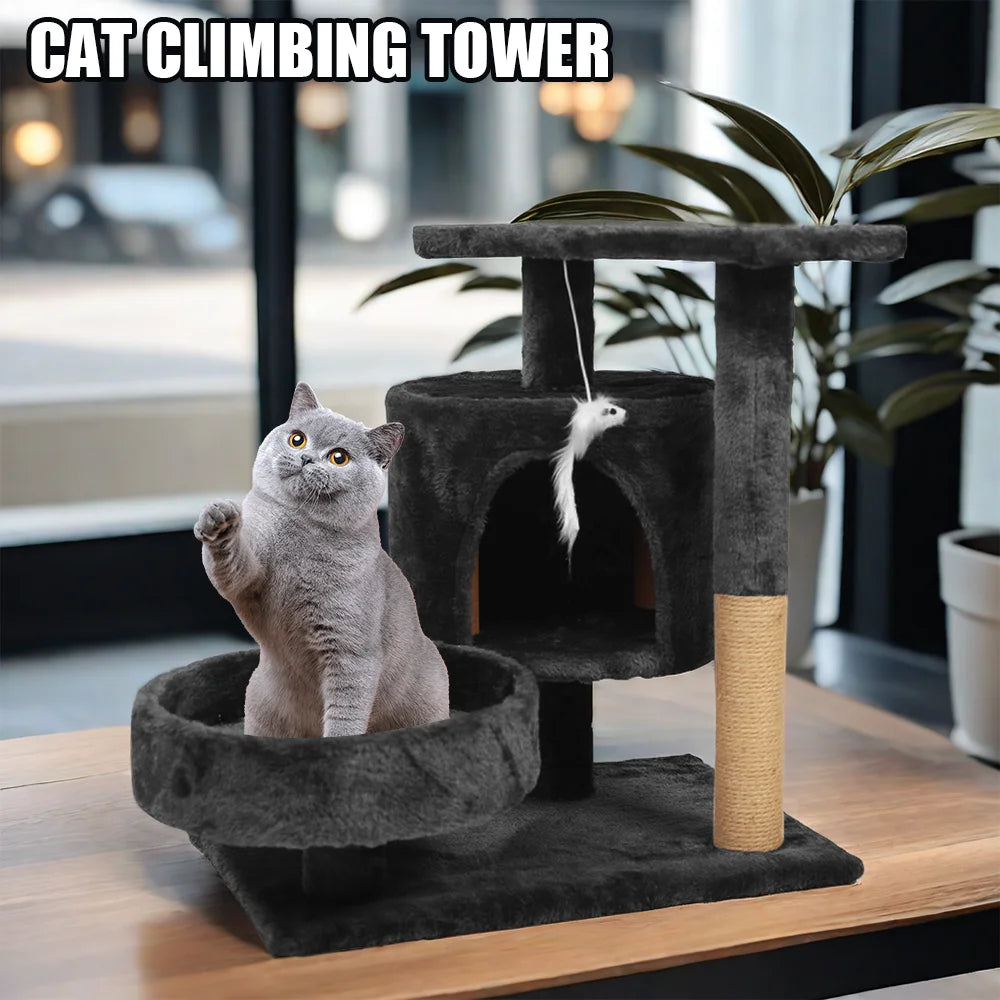 Cat trees cat climbing frame Cat Tower Hammock Padded Perches and Condos Cat Jumping Toy with Ladder Cat Accessories Pet supplies