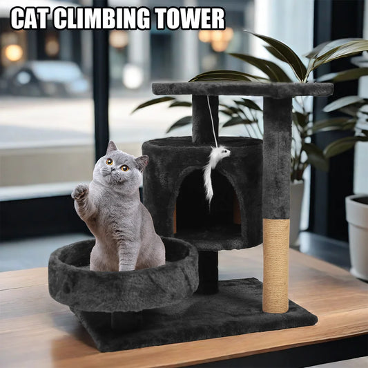 Cat trees cat climbing frame Cat Tower Hammock Padded Perches and Condos Cat Jumping Toy with Ladder Cat Accessories Pet supplies