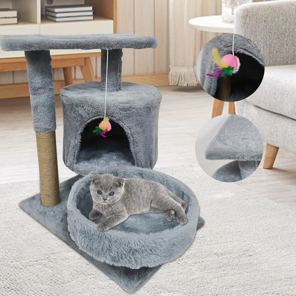 Cat trees cat climbing frame Cat Tower Hammock Padded Perches and Condos Cat Jumping Toy with Ladder Cat Accessories Pet supplies