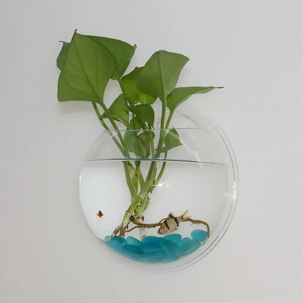 Fish Tank Clear Transparent Wall Mounted Acrylic Creative Flower Pot Hanging Acrylic Creative Decor Fish Tanks Home Accessories