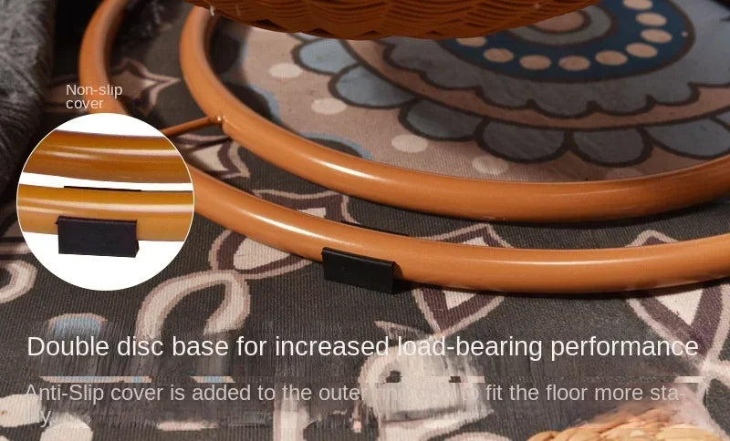 Semi-enclosed Pet Hammock Hanging Cat Nest Round Rattan Cat Cage Cat Bed with Plush Cushion Pet Cradle Bed Cat Accessories