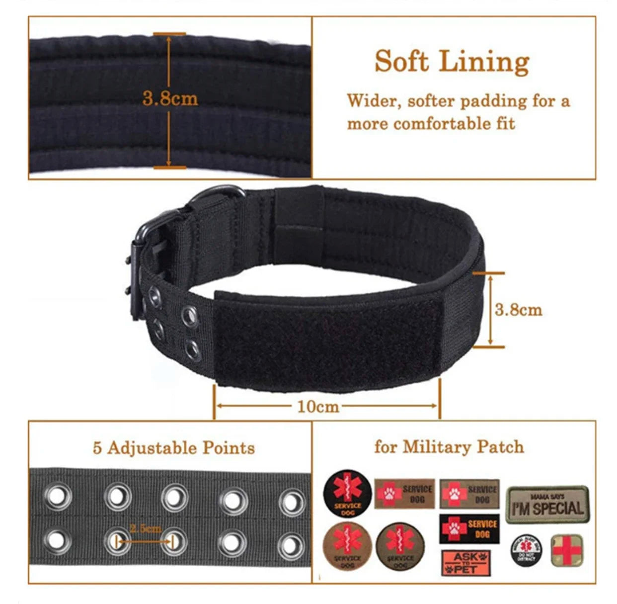 Adjustable Dog Collars Classic Reflective Training Military Dog Collar Nylon Heavy Duty Tactical Dog Collar German Shepherd