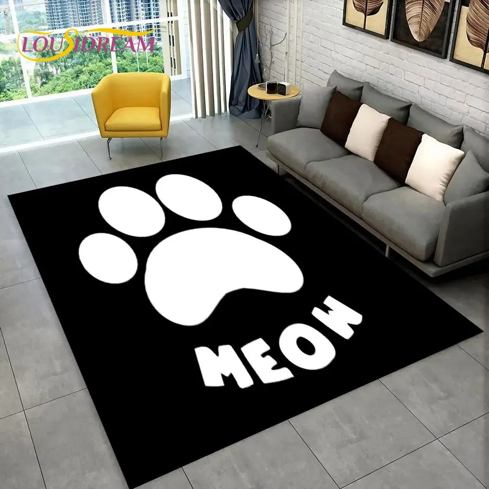 Pets Footprint Sole Series 3D Area Rug Large,Carpet Rug for Living Room Bedroom Sofa Doormat Decoration,kids Non-slip Floor Mat