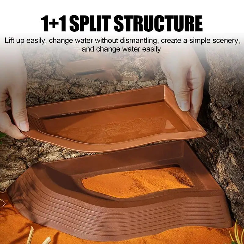 Reptile Water Bowl Anti-Slip Turtle Bathing Pool Tortoise Feeder Tortoise Feeding Dish for Hamster Tortoise Snake supplies