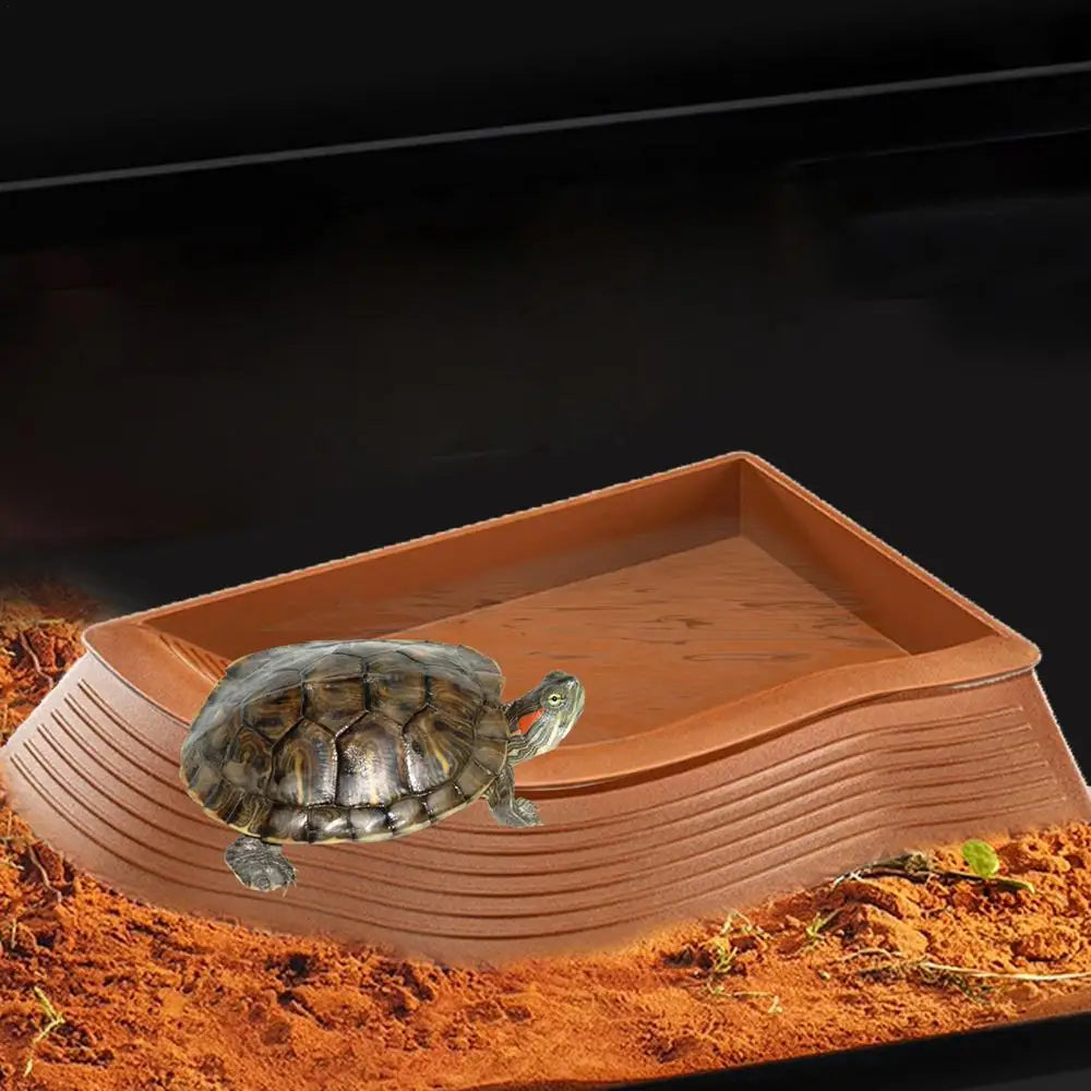 Reptile Water Bowl Anti-Slip Turtle Bathing Pool Tortoise Feeder Tortoise Feeding Dish for Hamster Tortoise Snake supplies