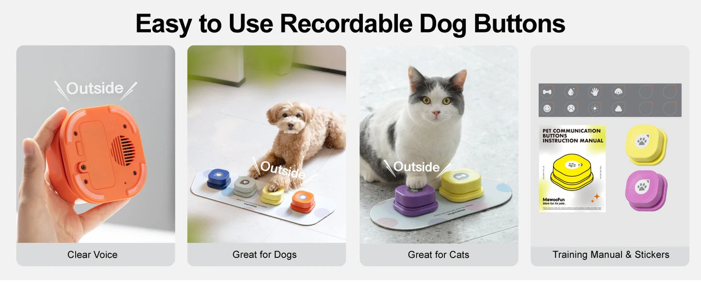 Voice Recording Button Pet Toys Dog Buttons for Communication Pet Training Buzzer Recordable Talking Button with Mat