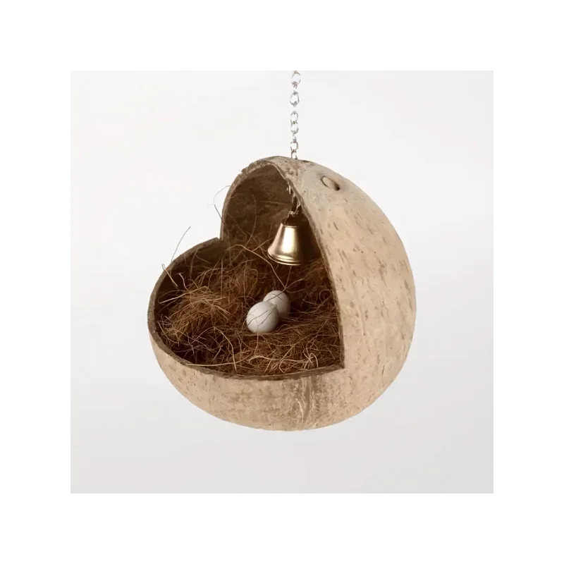 Natural Coconut Fiber Bird Nest For Small Pets, House, Bed, Breeding, Anti-Pecking, With Warm Pad And Bell, For Parrots