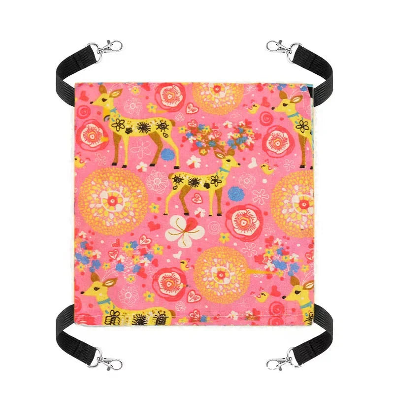 Cat Canvas Hammock Bed Pet Hamster Beds Double-Sided Hanging Bed Pet Swing Bed Hamster Squirrel Rabbit Rest Sleep Supplies