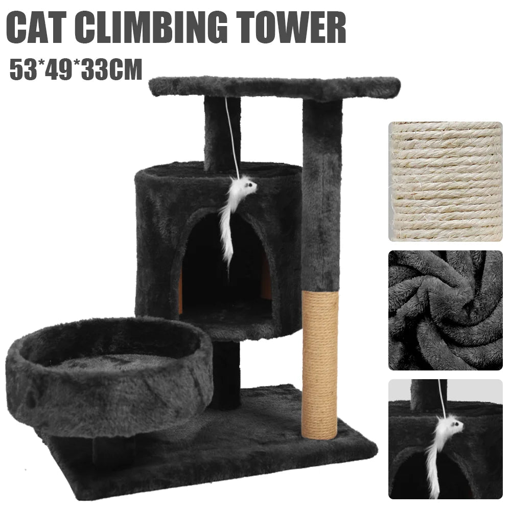 Cat trees cat climbing frame Cat Tower Hammock Padded Perches and Condos Cat Jumping Toy with Ladder Cat Accessories Pet supplies