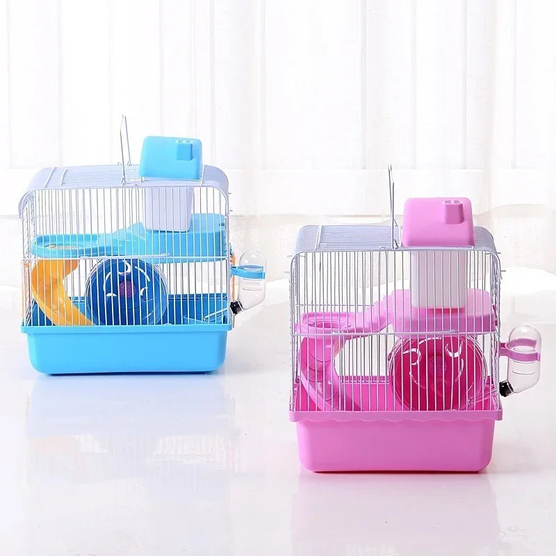 Hamster Cage Clear View 2 Layer Mouse Gerbil Castle Small Animal House (Size:23*17*30cm)