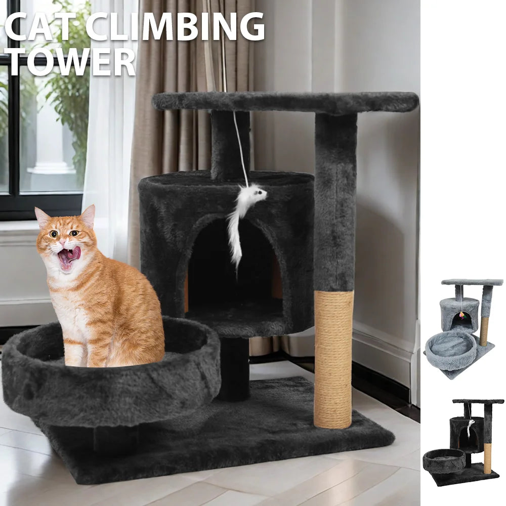 Cat trees cat climbing frame Cat Tower Hammock Padded Perches and Condos Cat Jumping Toy with Ladder Cat Accessories Pet supplies