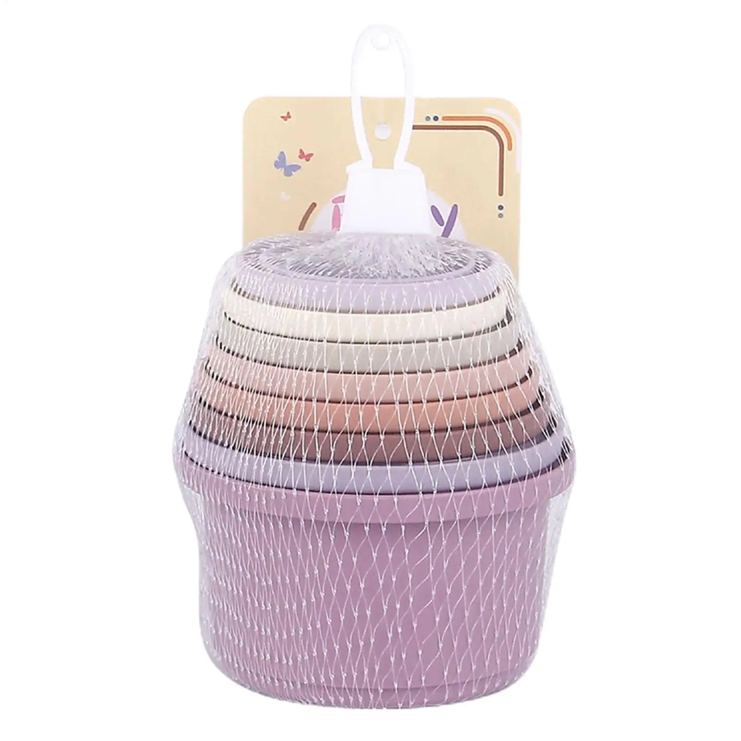 8pcs Multi-Colored Rabbits Stacking Cups Small Animals Reusable Plastic Nesting Toys for Bunny Hamster Chinchillas Guinea Pigs