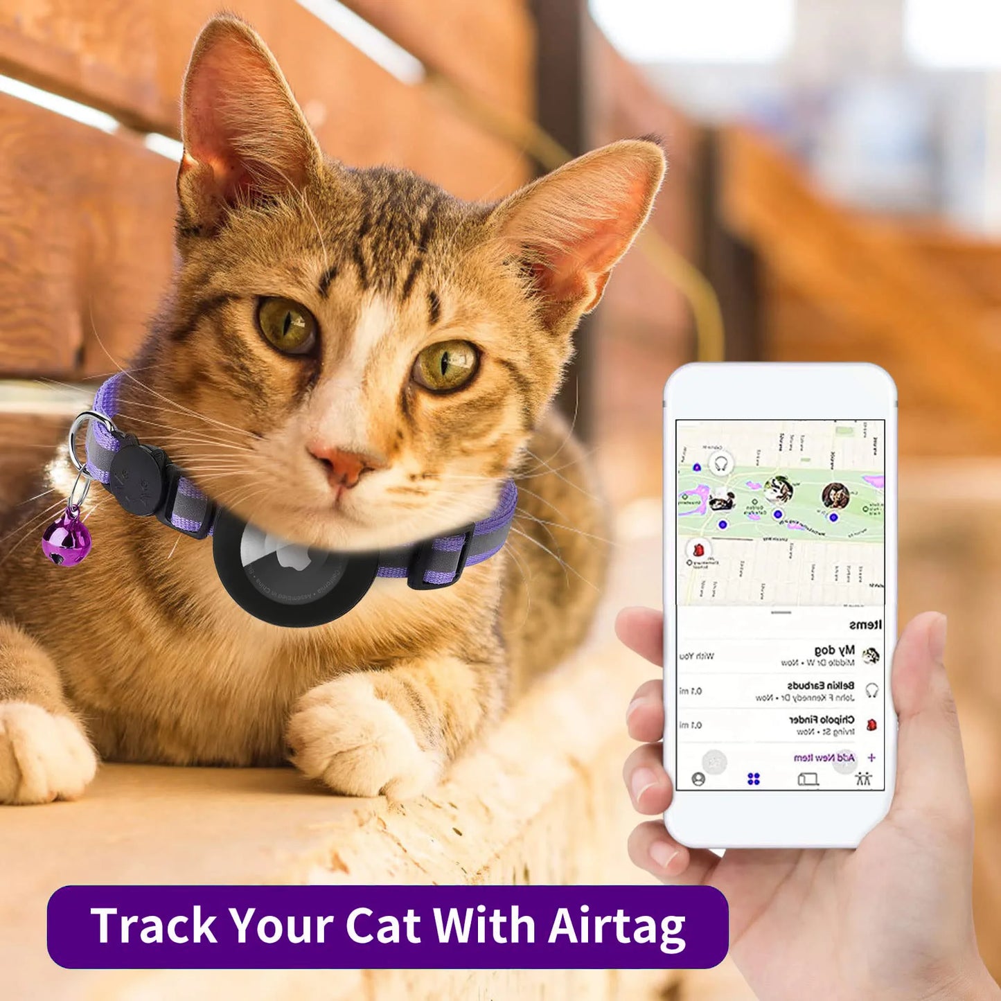 Dog Gps Trackers Collar Mini Pet Tracker Reflective Breakaway Airtag Cat Collar For Airtag Cat Dog Accessories