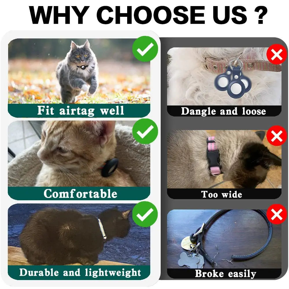 Dog Gps Trackers Collar Mini Pet Tracker Reflective Breakaway Airtag Cat Collar For Airtag Cat Dog Accessories