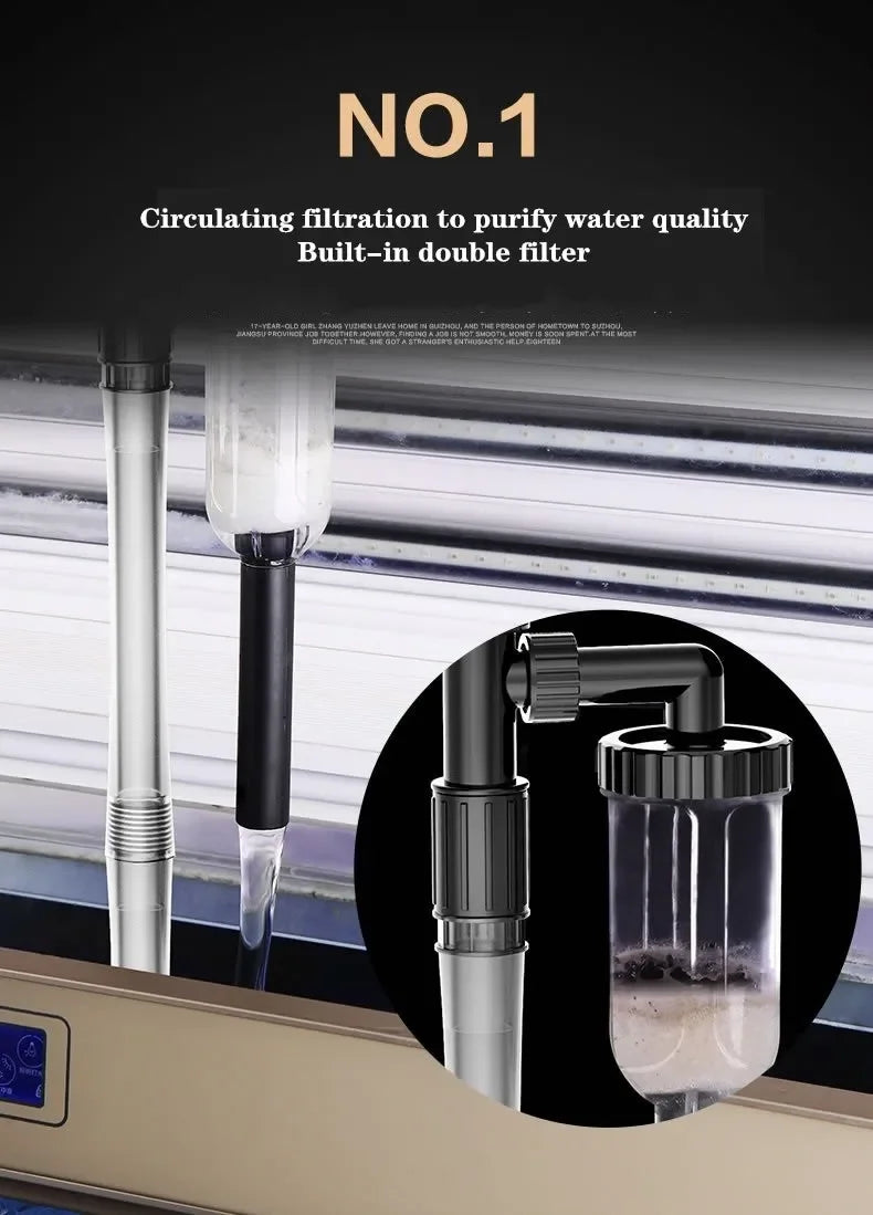 Aquarium Electric Gravel Cleaner Automatic Cleaner with Sponge Filter Fish Tank Vacuum Gravel Cleaner for Fish Tanks