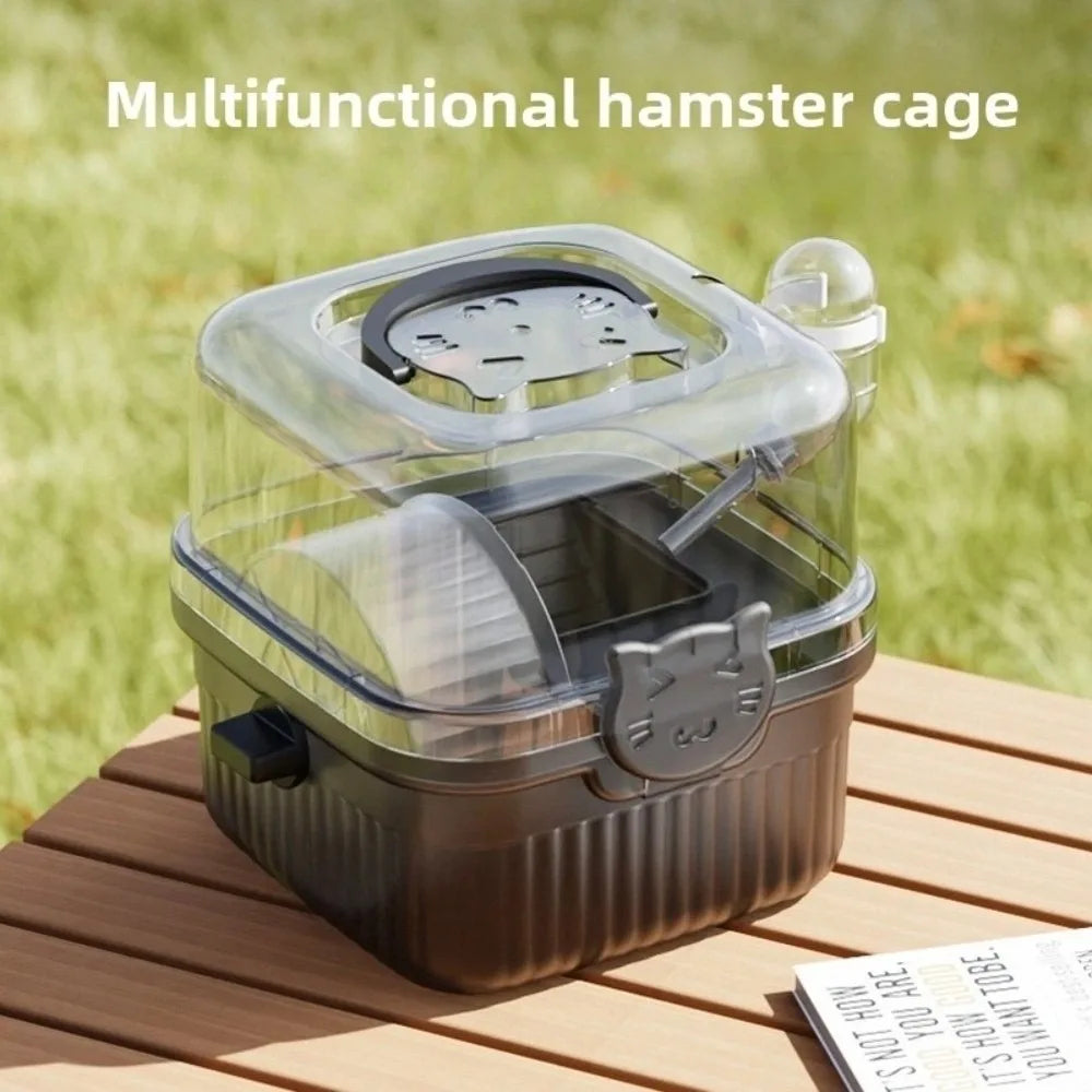 New 2 Layer Hamster Travel Cage Breathable With Handle Pet Carrying Box Water Bottle Large Capacity Hamster Habitat Travel Use