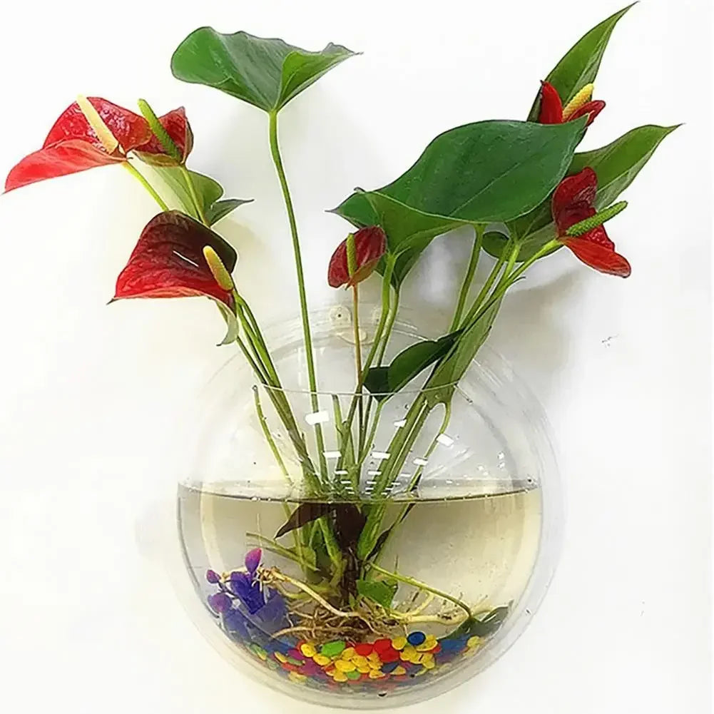 Fish Tank Clear Transparent Wall Mounted Acrylic Creative Flower Pot Hanging Acrylic Creative Decor Fish Tanks Home Accessories