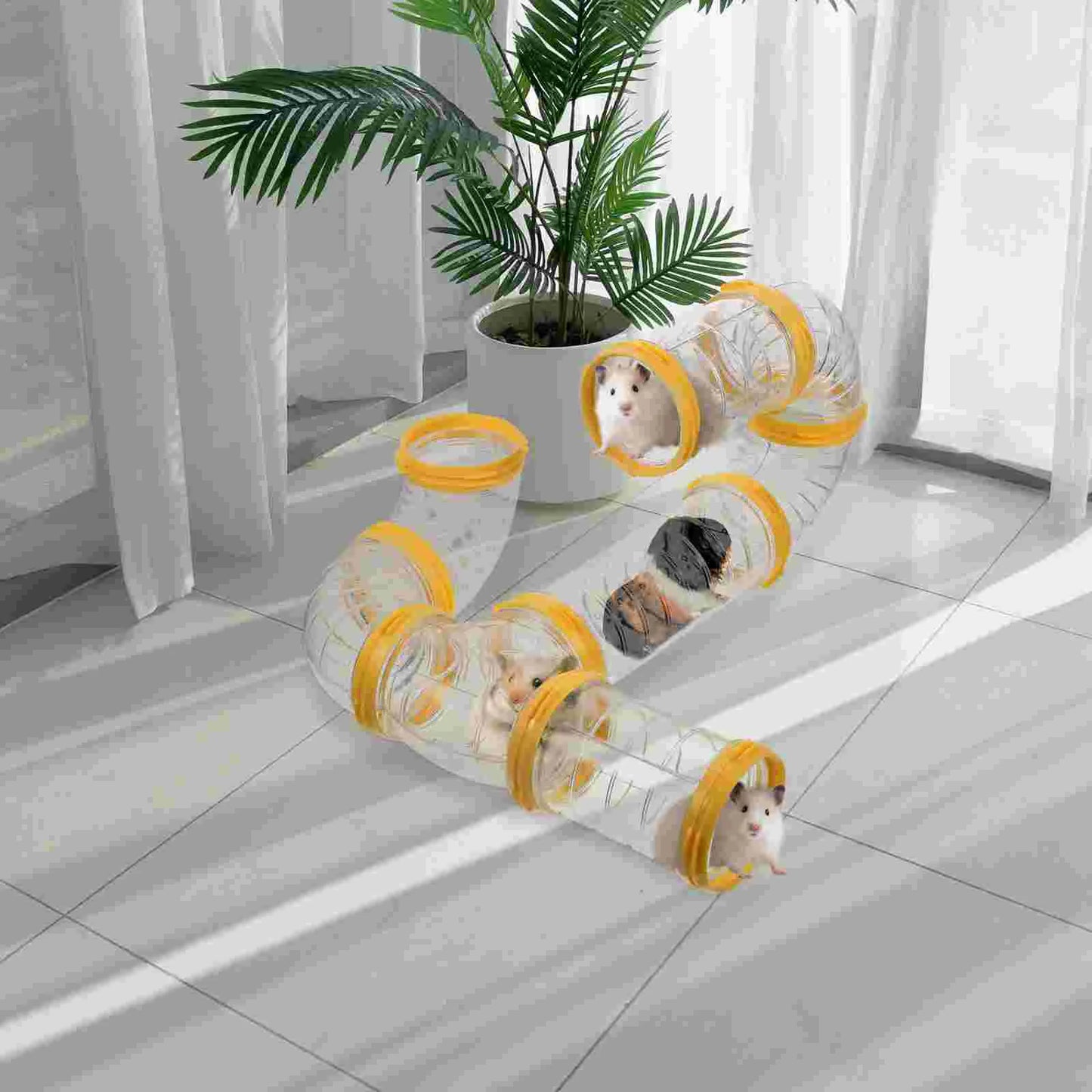 2 Sets Pp Hamster Tunnel Toy Tubes Obstacle Courses For Squirrels Guinea Pigs Hedgehogs Plastic Cage Accessories Connector