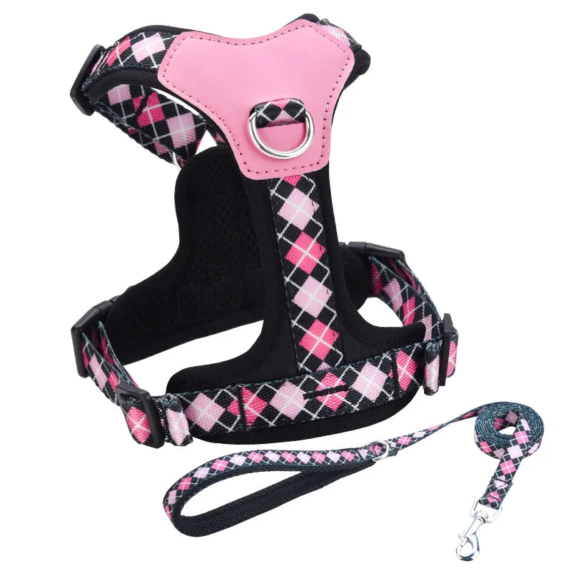 Explosion-Proof Punch Reflective Pet Chest Harness Vest Dog Chest Harness Anti-breakaway Dog Leash Pet Products Dog Collars