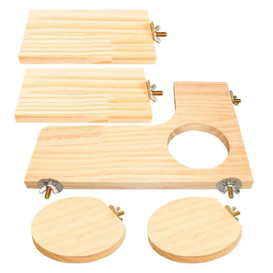 Hamster Wood Platform L-shaped Pedal With Round Hole Cage Accessories For Chinchilla Squirrel Rabbit