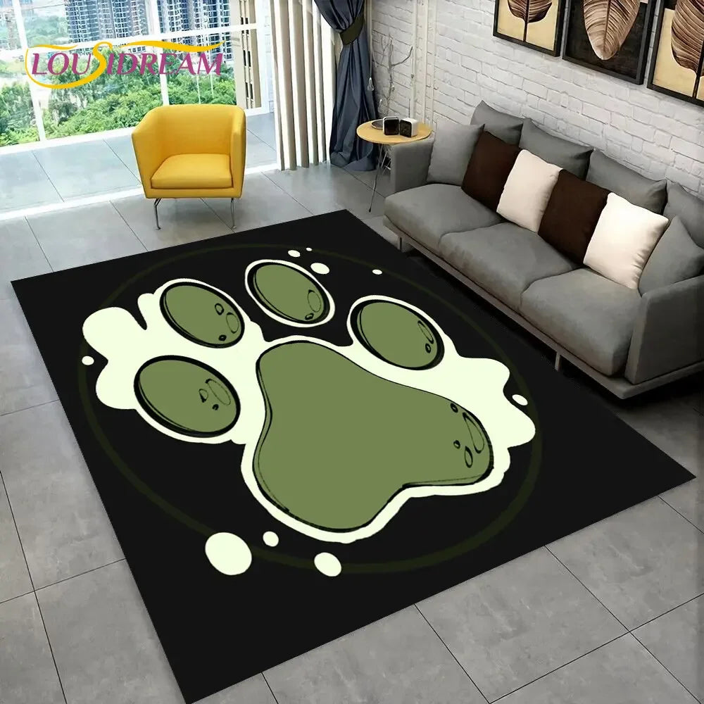 Pets Footprint Sole Series 3D Area Rug Large,Carpet Rug for Living Room Bedroom Sofa Doormat Decoration,kids Non-slip Floor Mat