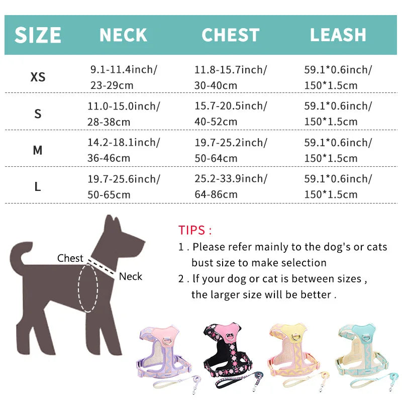 Explosion-Proof Punch Reflective Pet Chest Harness Vest Dog Chest Harness Anti-breakaway Dog Leash Pet Products Dog Collars