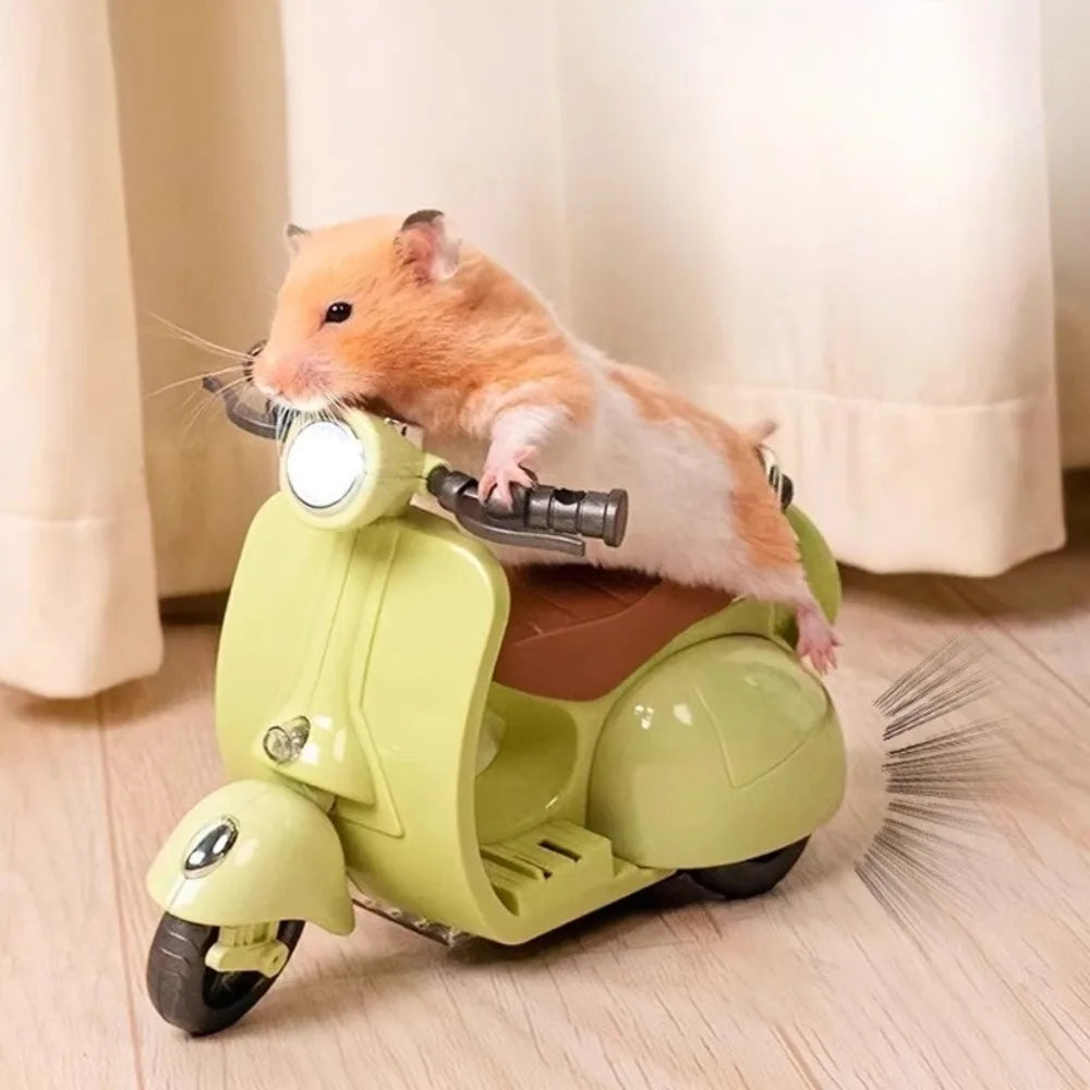 Pet Toy Mini Motorcycle Electric Bike Toy Kitten Hamster Stunt Rotation Cat Accessories Scooter Motorcycle with Lights Music