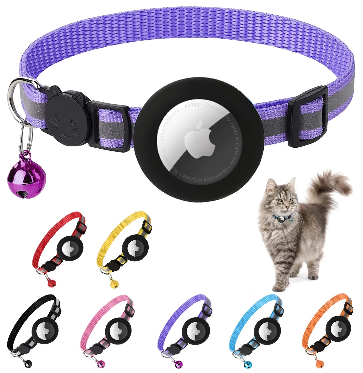 Dog Gps Trackers Collar Mini Pet Tracker Reflective Breakaway Airtag Cat Collar For Airtag Cat Dog Accessories