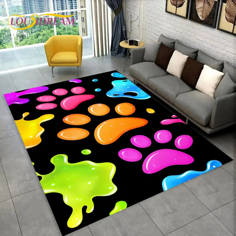 Pets Footprint Sole Series 3D Area Rug Large,Carpet Rug for Living Room Bedroom Sofa Doormat Decoration,kids Non-slip Floor Mat
