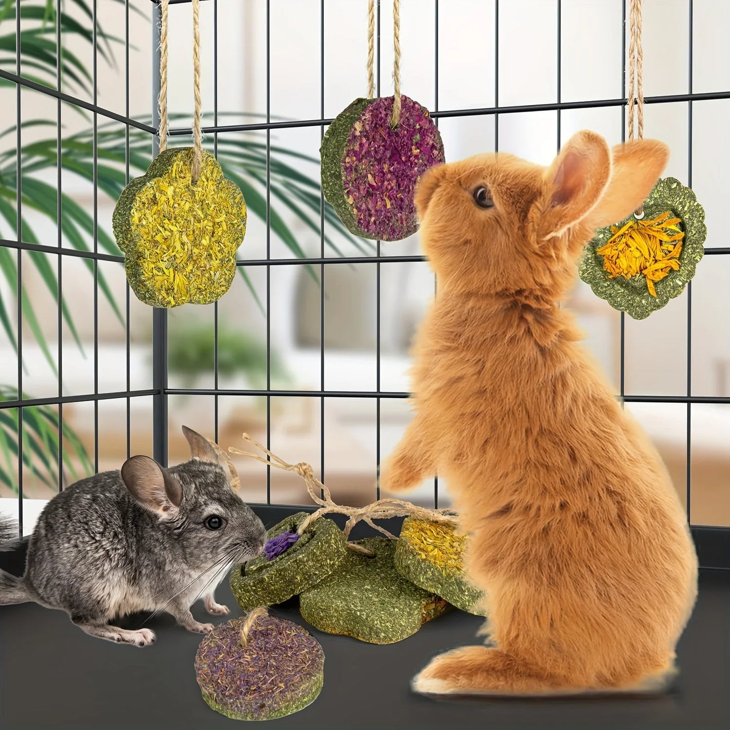 18pcs Timothy Hay Treats Rabbit Toys Natural Treats for Guinea Pig Bunny Hamster Chinchilla Rat Handmade Rabbit Chews for Teeth