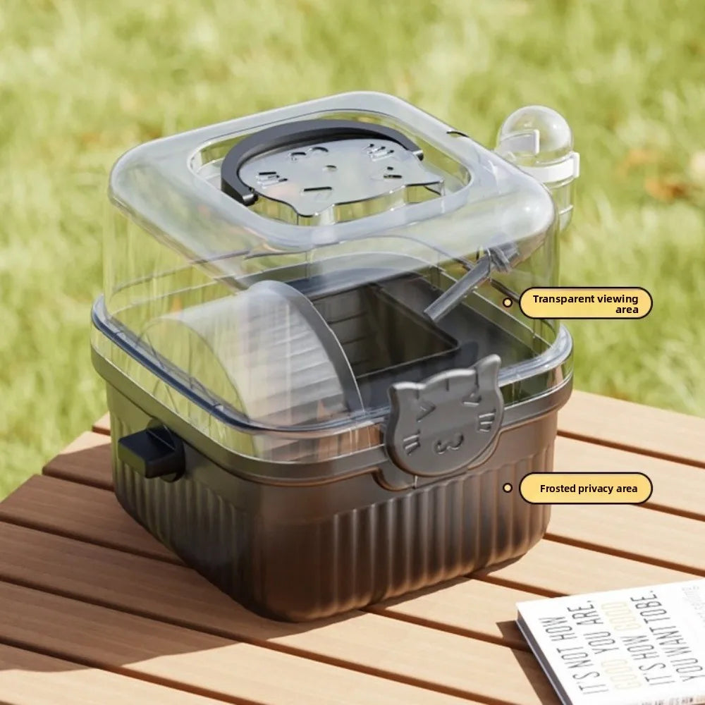 New 2 Layer Hamster Travel Cage Breathable With Handle Pet Carrying Box Water Bottle Large Capacity Hamster Habitat Travel Use