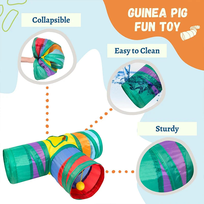 Hamster Toys Rat Tunnel Guinea Pig Tunnel Indoor Small Animal Toys Hamster Toys 3-way Collapsible Tunnel Toy Pets Supplies