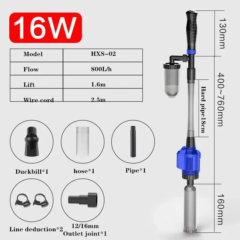Aquarium Electric Gravel Cleaner Automatic Cleaner with Sponge Filter Fish Tank Vacuum Gravel Cleaner for Fish Tanks