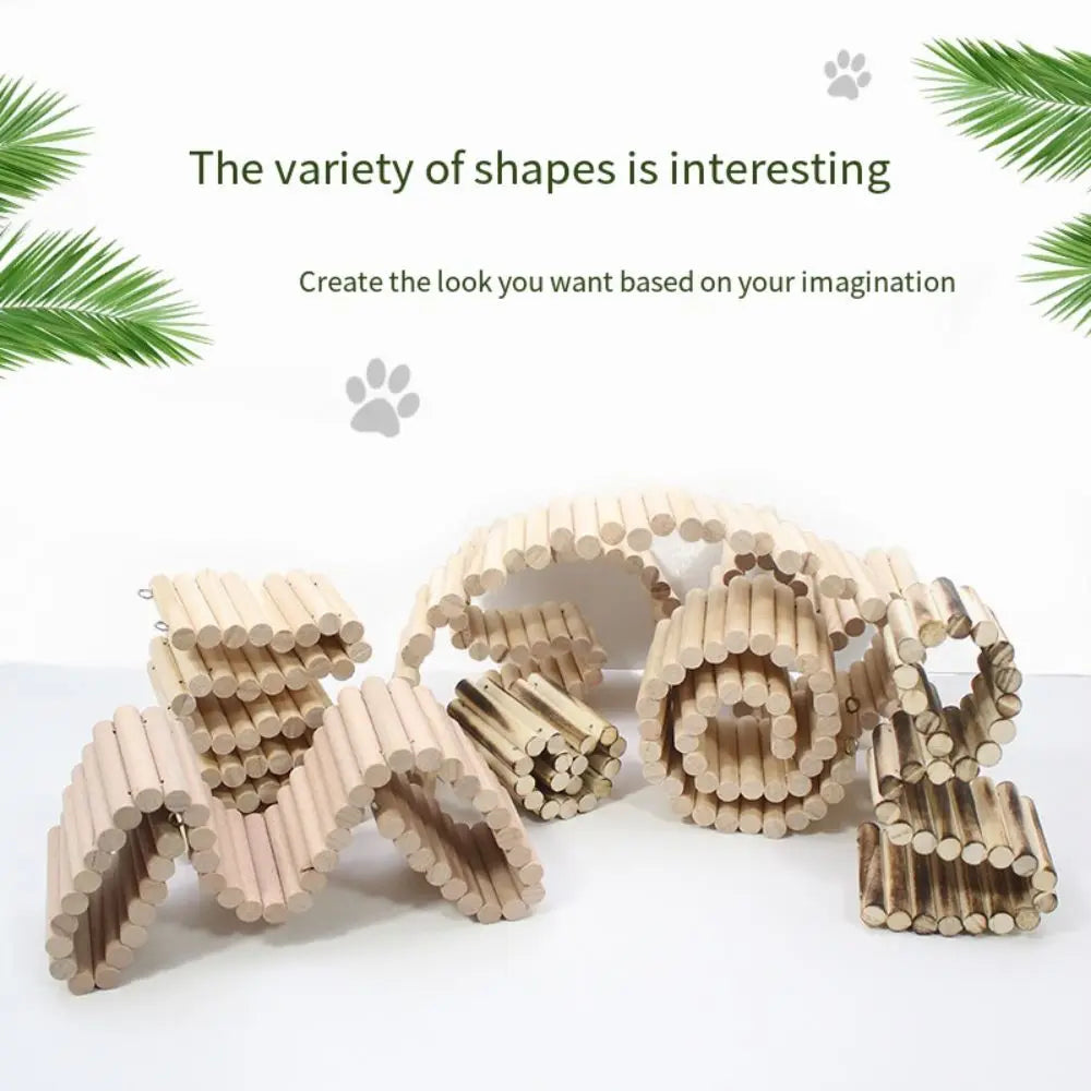 Bendable Hamster Multifunctional Easy To Install Hamster Wooden Cage Decoration