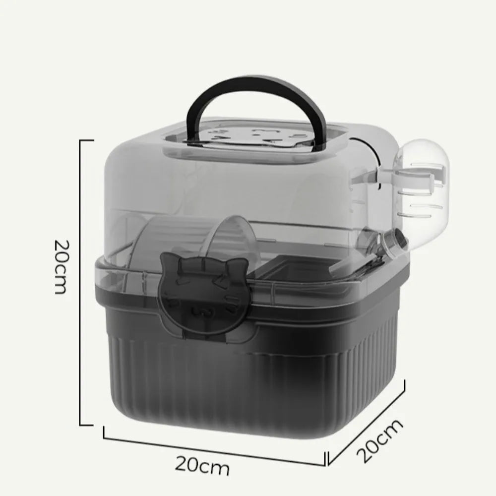 New 2 Layer Hamster Travel Cage Breathable With Handle Pet Carrying Box Water Bottle Large Capacity Hamster Habitat Travel Use